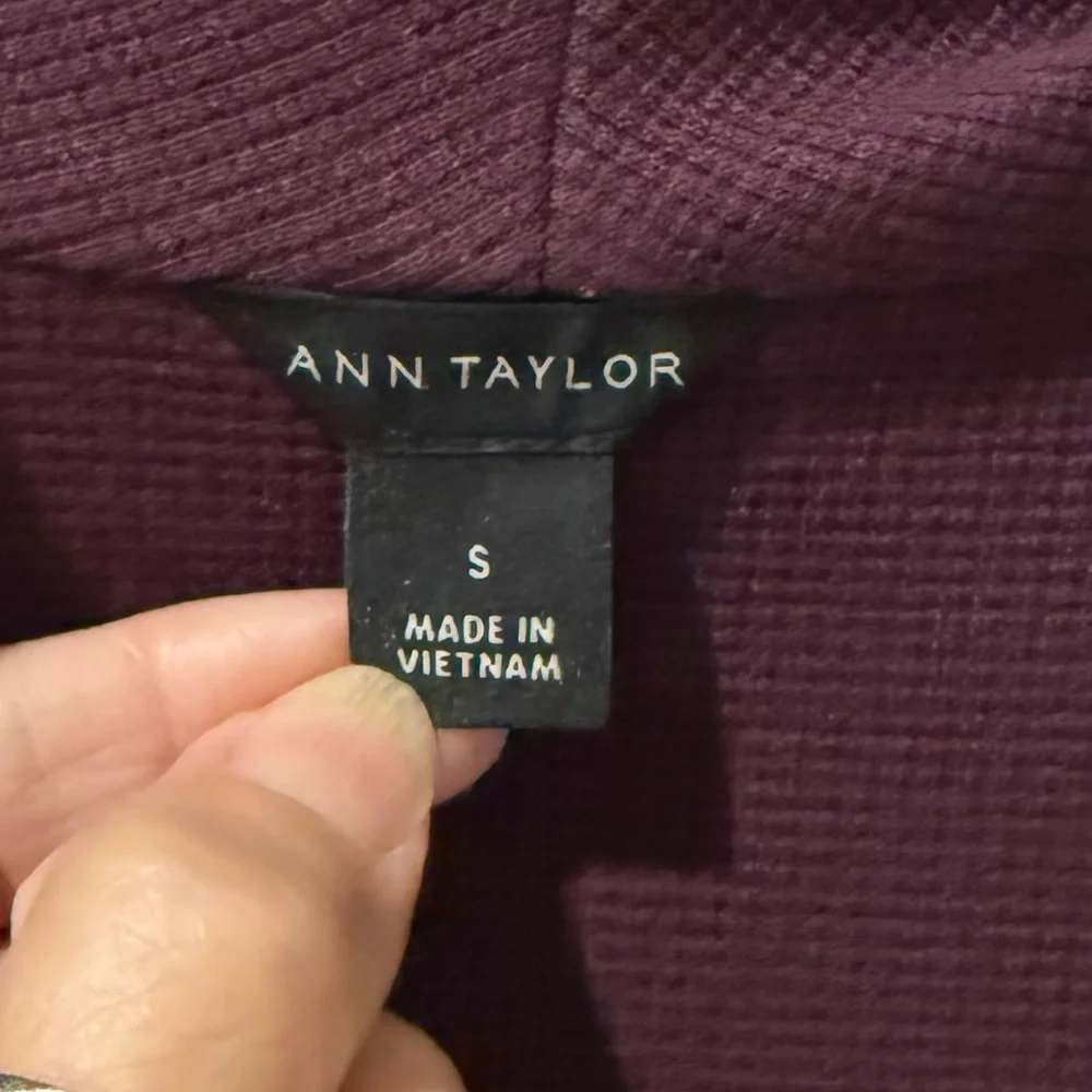 Ann Taylor Purple Wine Long Cardigan Sweater Jacket Blazer Sz S
